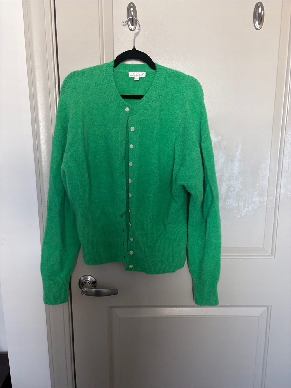 J. Crew Bright Green Button-Front Cardigan Sweater 31% Alpaca wool